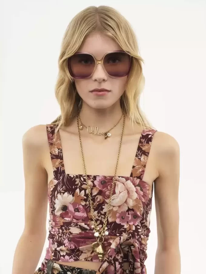 Cropped front-tie tank top in crêpe de chine