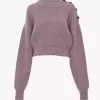 Cropped mock-neck sweater in a merino wool knit