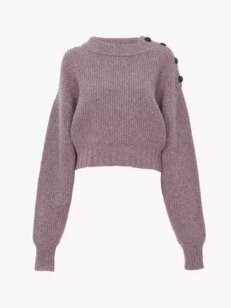 Cropped mock-neck sweater in a merino wool knit