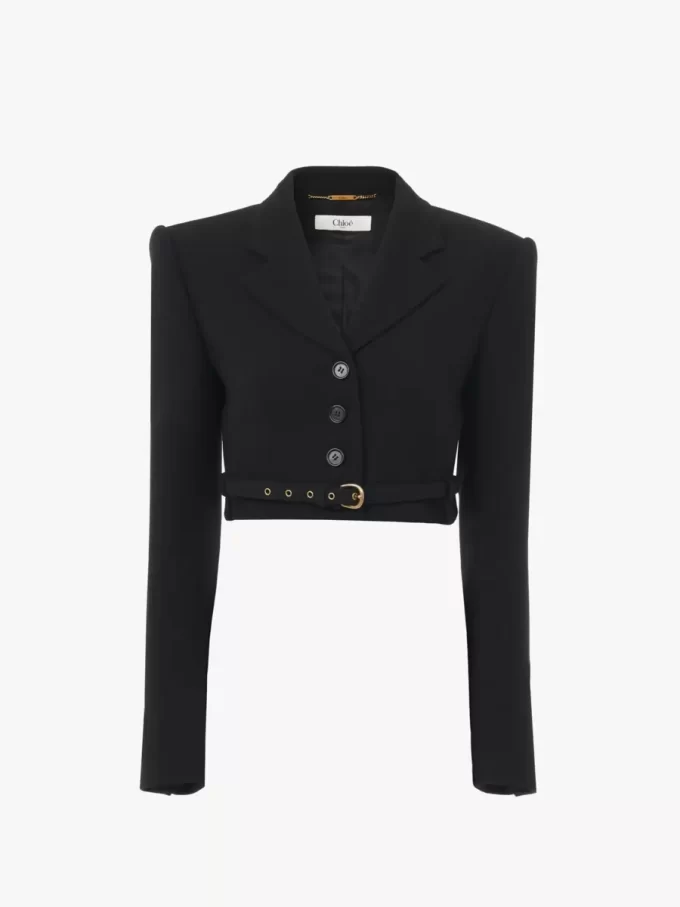 Cropped Spencer jacket in wool crêpe