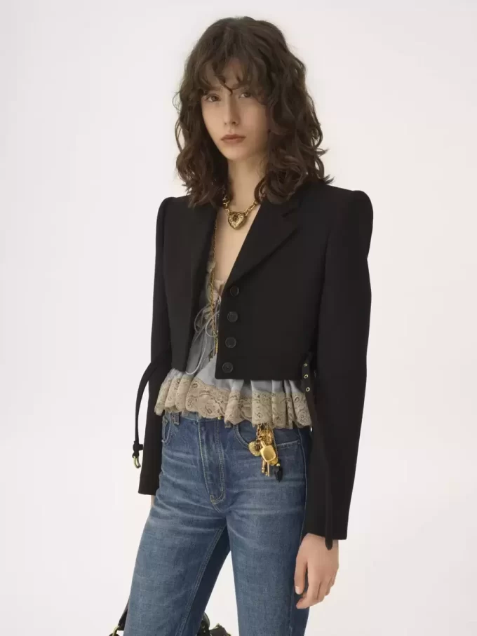 Cropped Spencer jacket in wool crêpe