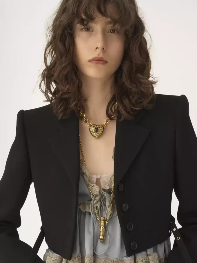 Cropped Spencer jacket in wool crêpe