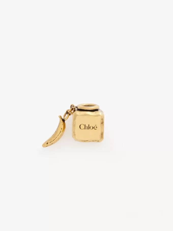 Cube Banana Dice bracelet charm in brass