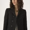 Double-breasted fitted jacket in a wool-mix jacquard