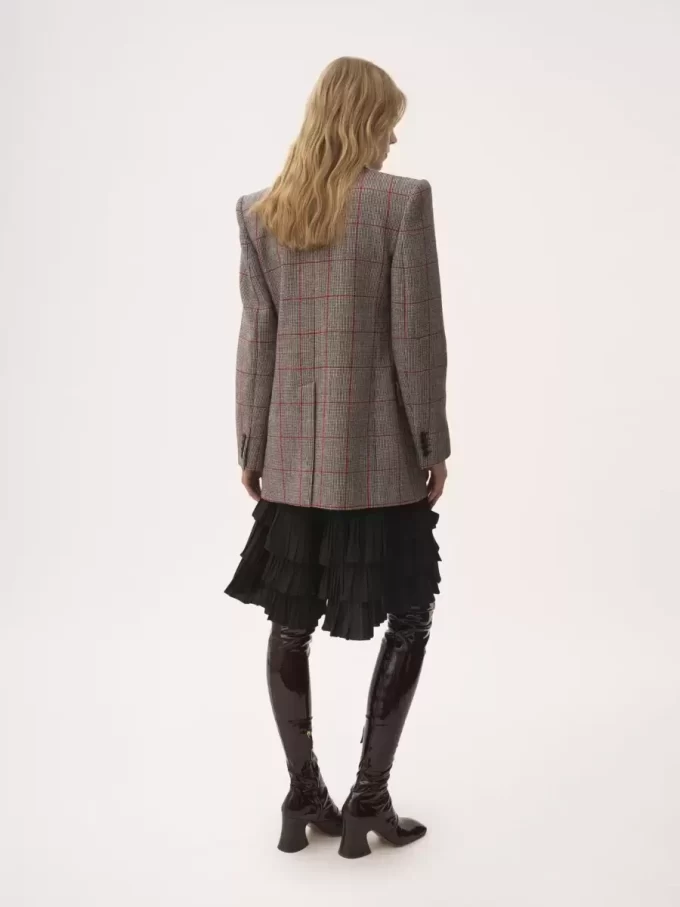 Double-breasted tailored jacket in wool check