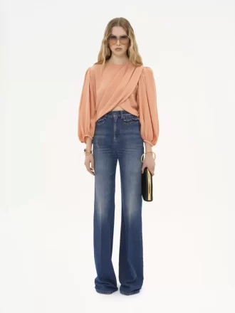 High-rise flare jeans in denim