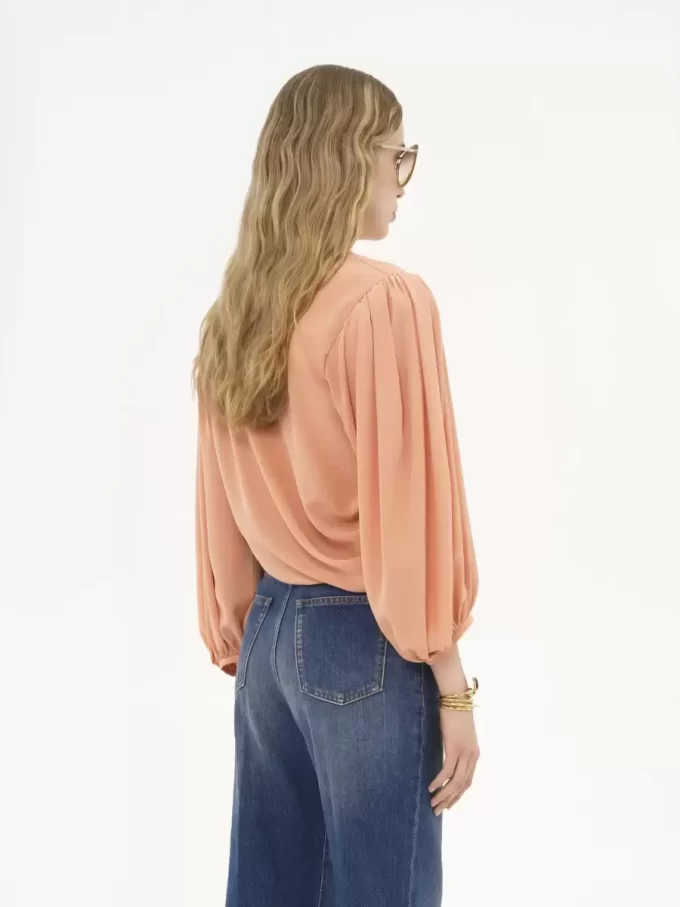 Draped cropped top in crêpe de chine