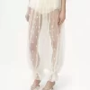 Drawstring pants in embroidered lace