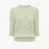 Elbow-sleeve logo sweater in alpaca wool & silk knit