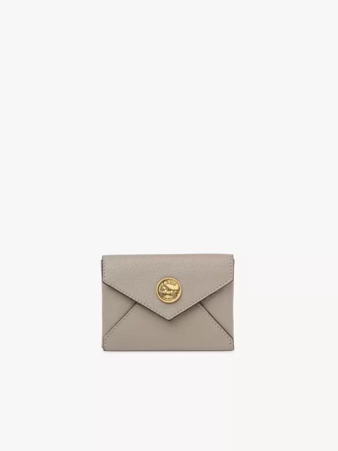 Envelope card holder in grained leather