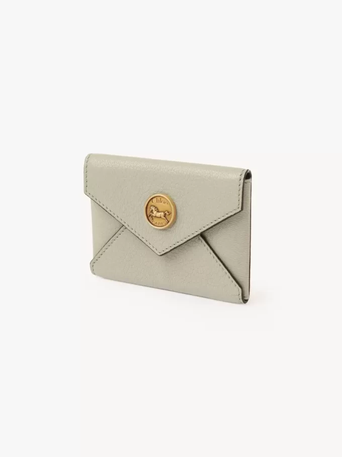 Envelope card holder in grained leather