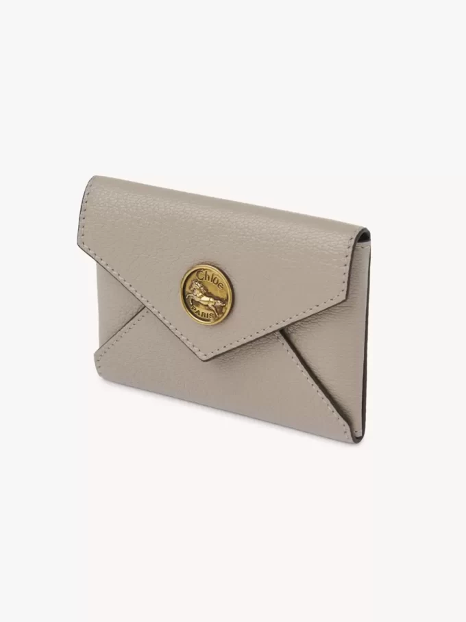 Envelope card holder in grained leather