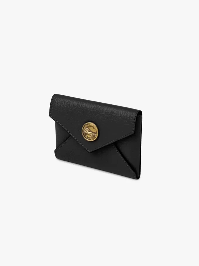 Envelope card holder in grained leather