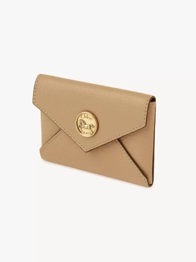 Envelope card holder in grained leather