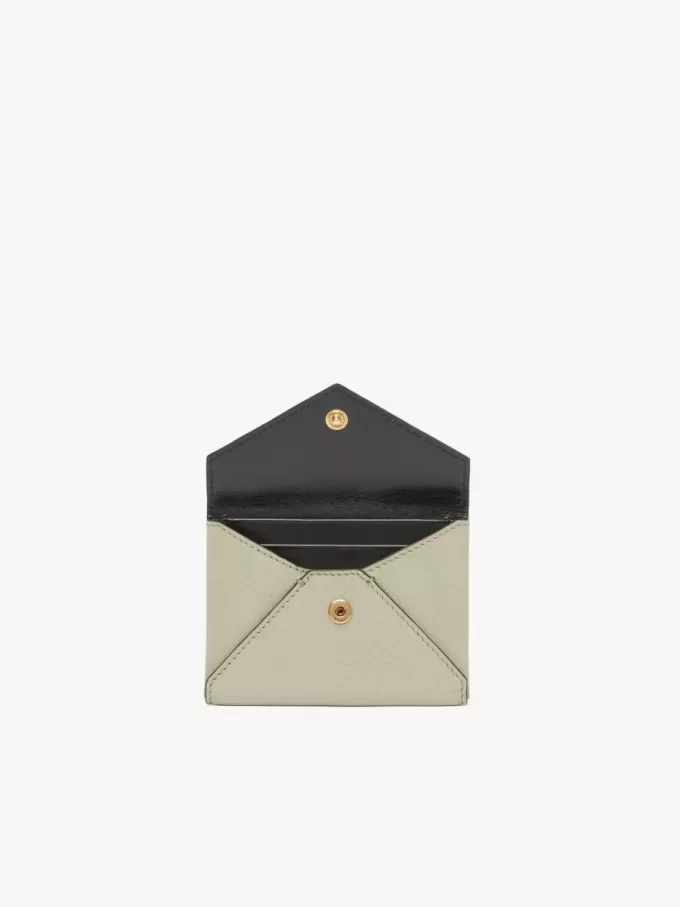 Envelope card holder in grained leather
