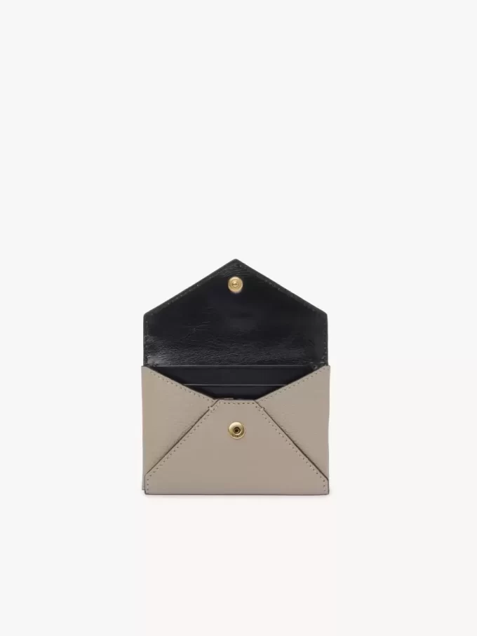 Envelope card holder in grained leather
