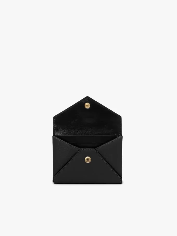 Envelope card holder in grained leather