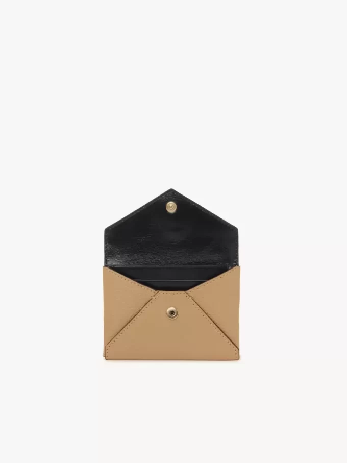 Envelope card holder in grained leather