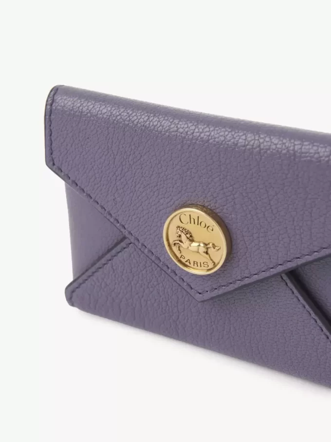 Envelope card holder in grained leather