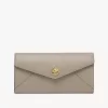 Envelope long wallet with flap in grained leather