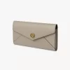 Envelope long wallet with flap in grained leather
