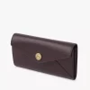 Envelope long wallet with flap in grained leather