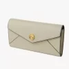 Envelope long wallet with flap in grained leather