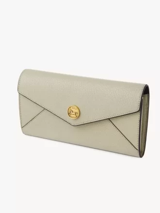 Envelope long wallet with flap in grained leather