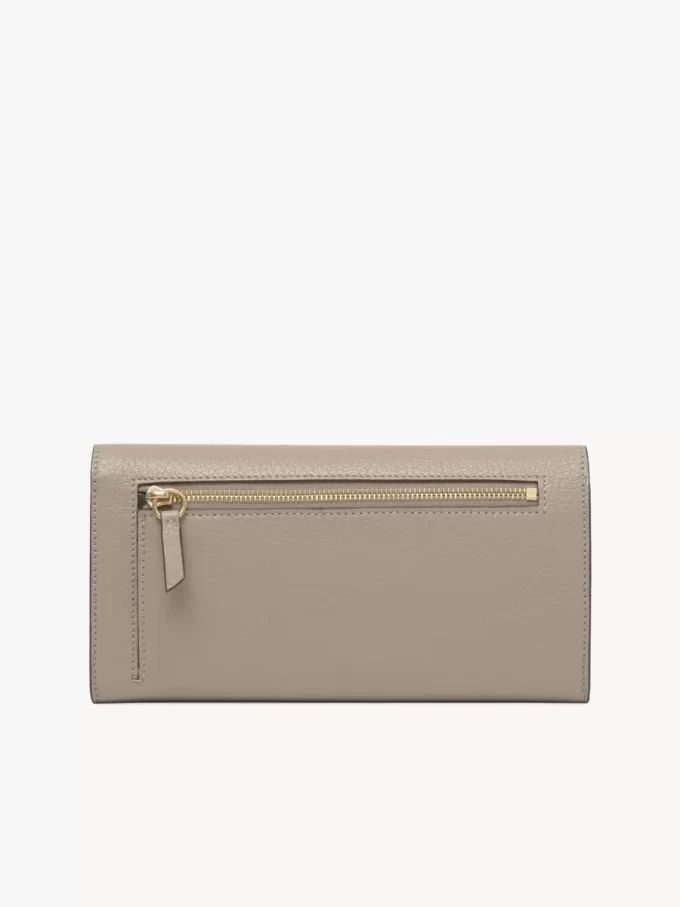 Envelope long wallet with flap in grained leather