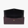 Envelope long wallet with flap in grained leather
