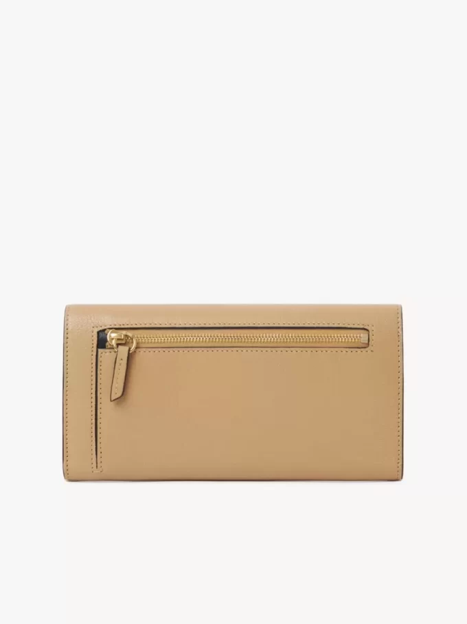 Envelope long wallet with flap in grained leather