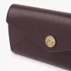 Envelope long wallet with flap in grained leather