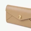 Envelope long wallet with flap in grained leather