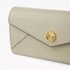 Envelope long wallet with flap in grained leather