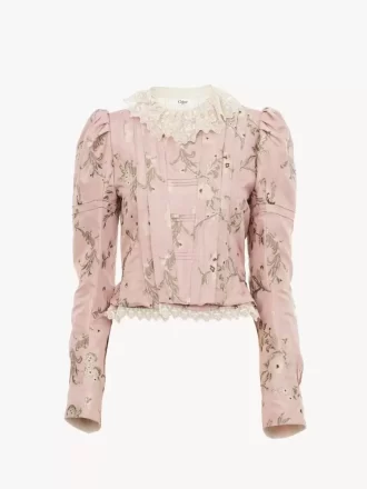 Fitted jacket in taffeta jacquard & lace