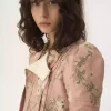 Fitted jacket in taffeta jacquard & lace