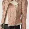 Fitted jacket in taffeta jacquard & lace