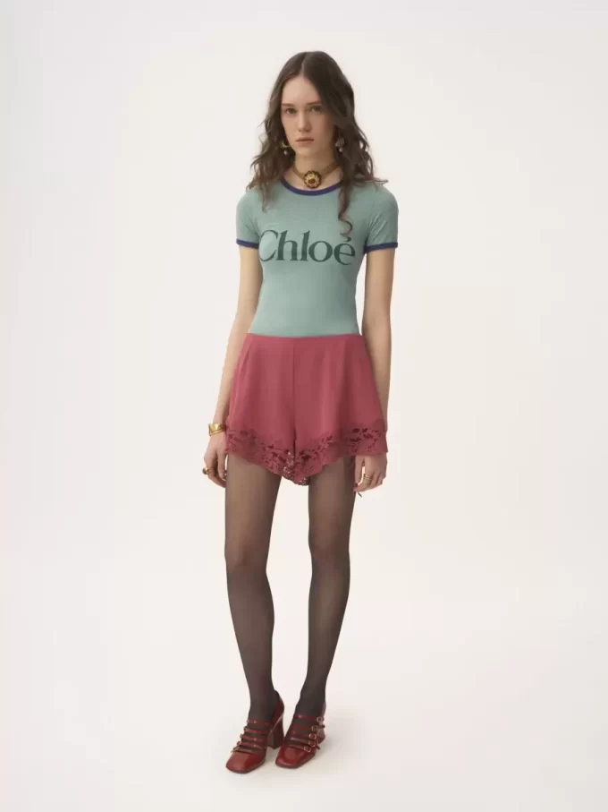 Fitted logo T-shirt in cotton-mix jersey