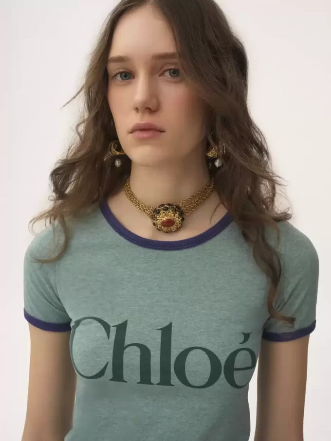 Fitted logo T-shirt in cotton-mix jersey