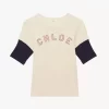 Fitted logo T-shirt in flamé cotton wool