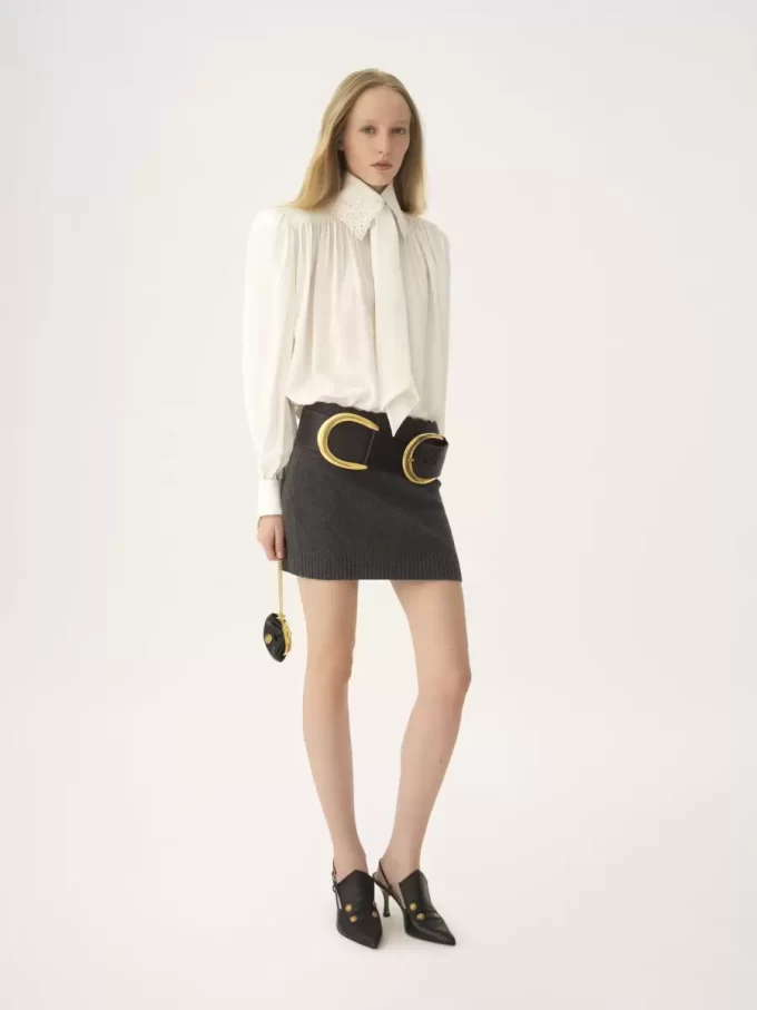 Fitted mini skirt in a wool & cashmere knit