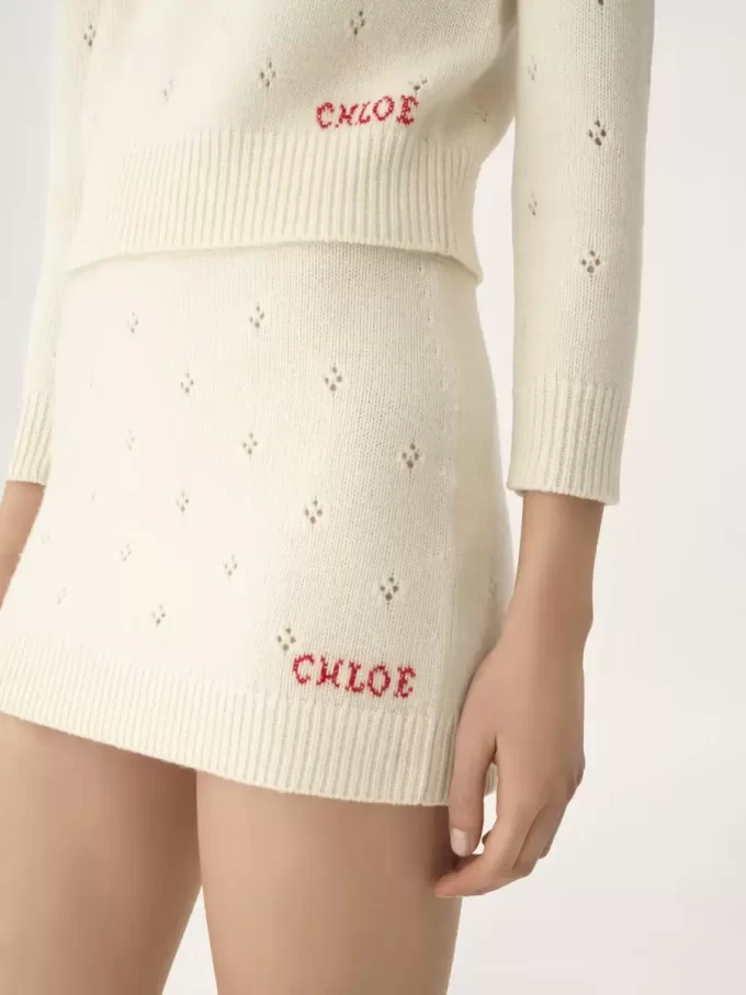 Fitted mini skirt in a wool & cashmere knit