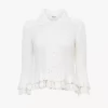 Fitted ruffled cardigan in crochet knit