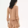 Fitted ruffled cardigan in crochet knit