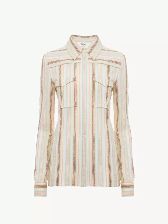 Fitted shirt in crêpon cotton