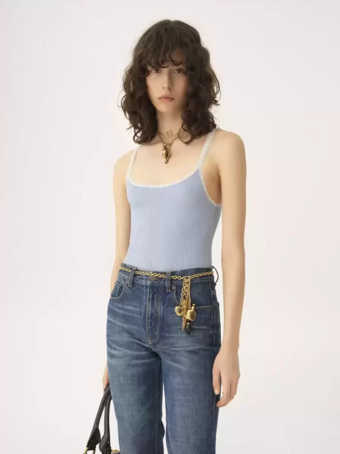 Fitted tank top in cotton