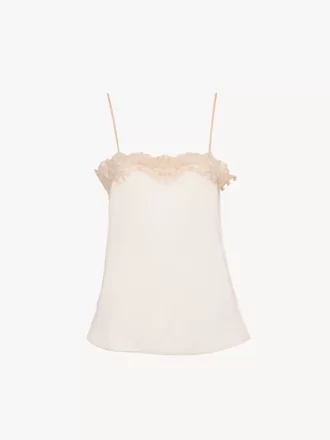 Fitted tank top in embroidered lace