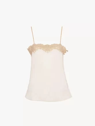 Fitted tank top in embroidered lace