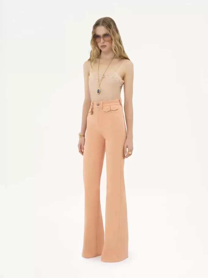 Fitted tank top in embroidered lace