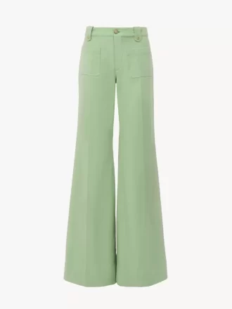 Flared pants in cotton canvas